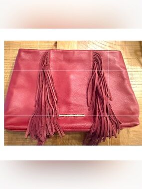 Elaine Turner Red Fringe Leather Clutch